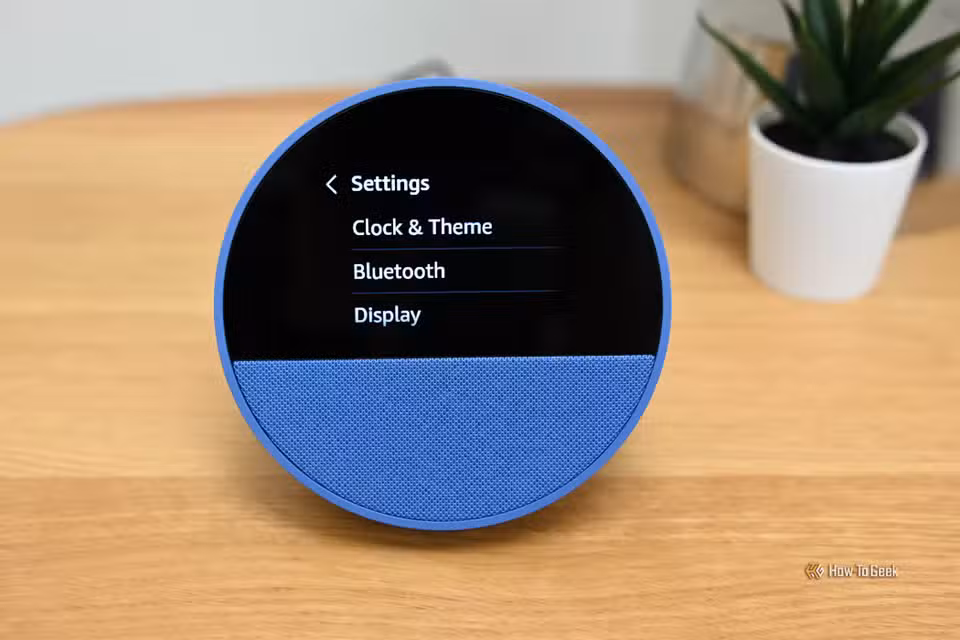 Settings menu on the Amazon Echo Spot.