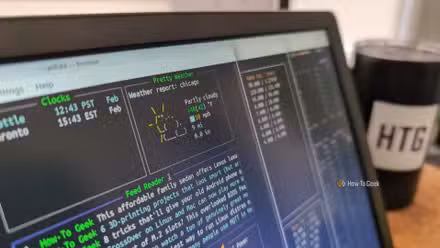 A computer monitor showing several Linux terminal TUIs.