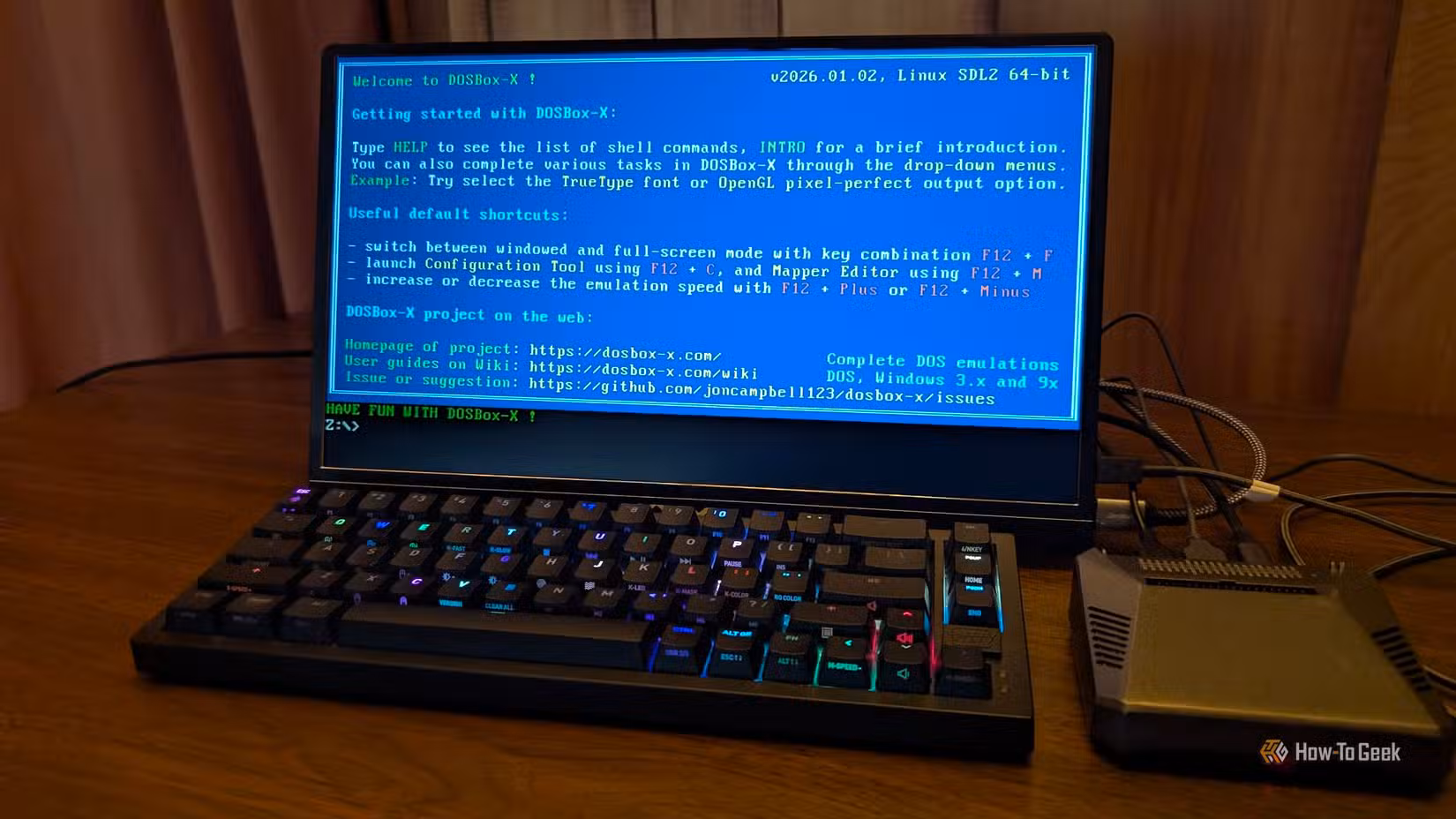 A Raspberry Pi 4 running DOSBox-X.