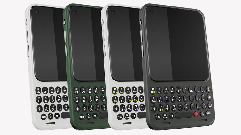 Four Clicks Communicator phones in various colors
