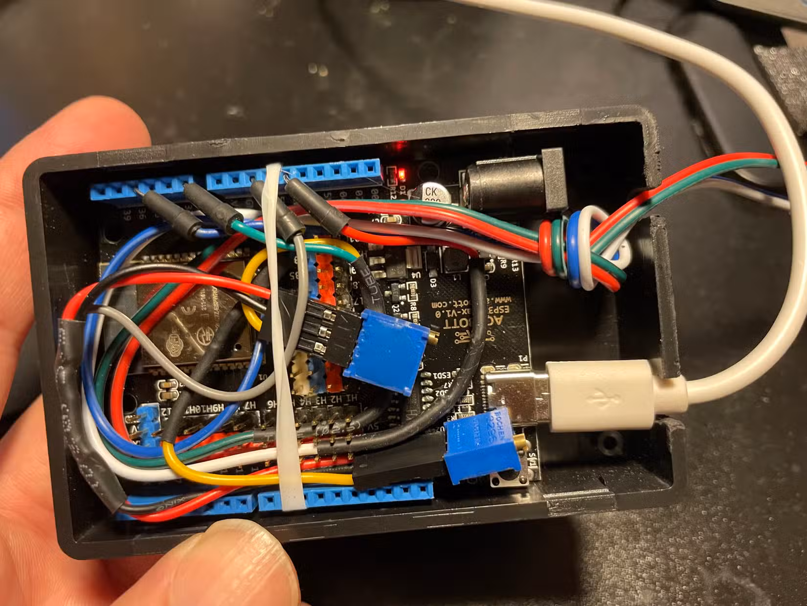 Bed sensor board built from an ESP32 by Jesse Kaufman.