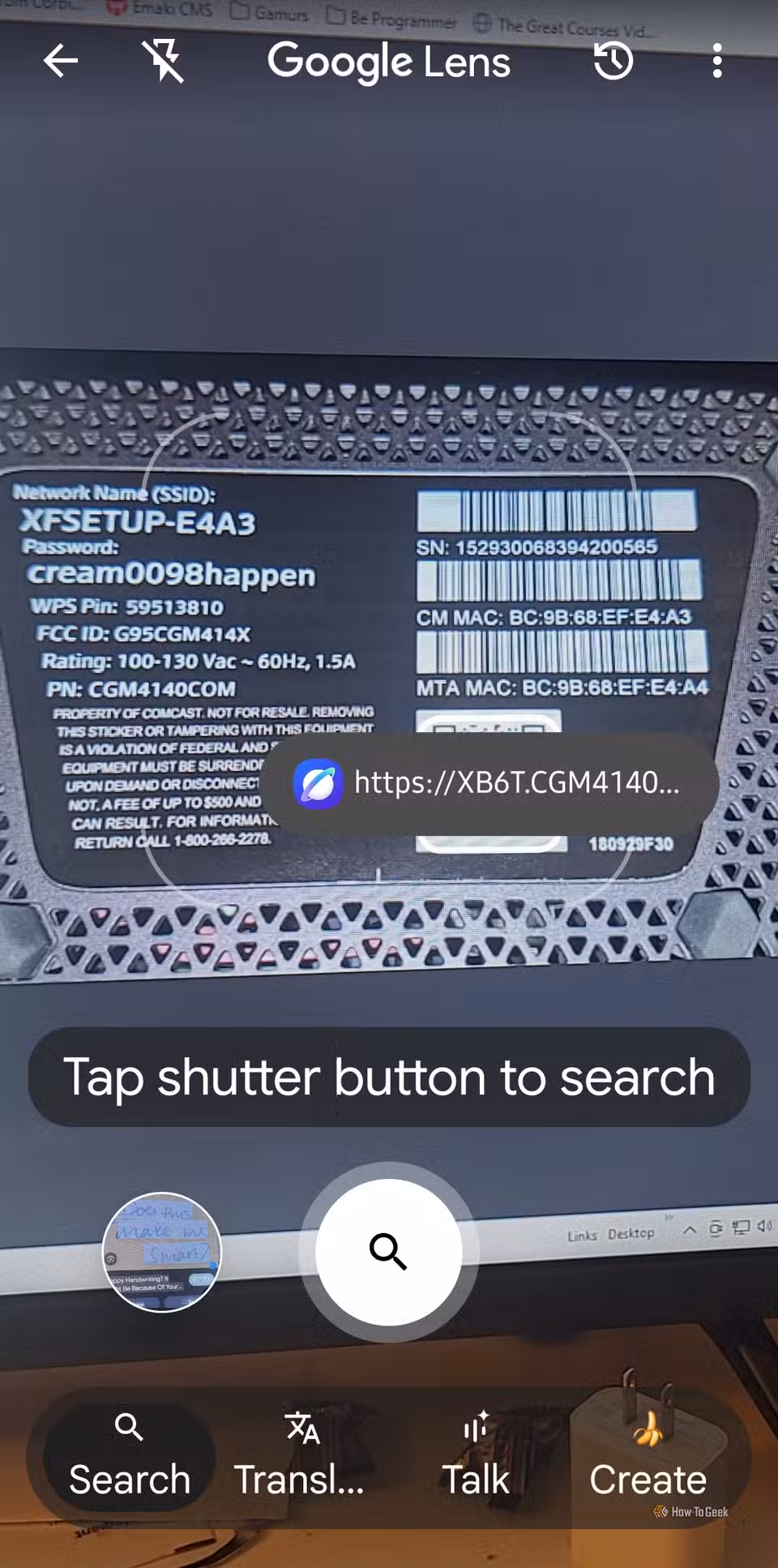 Getting wifi info using Google Lens