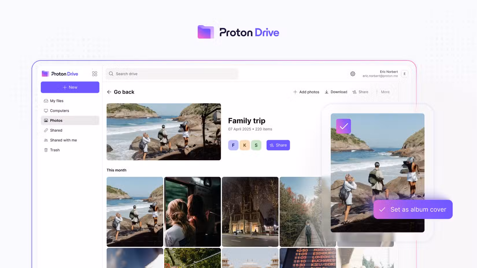 Images in an album in Proton Drive