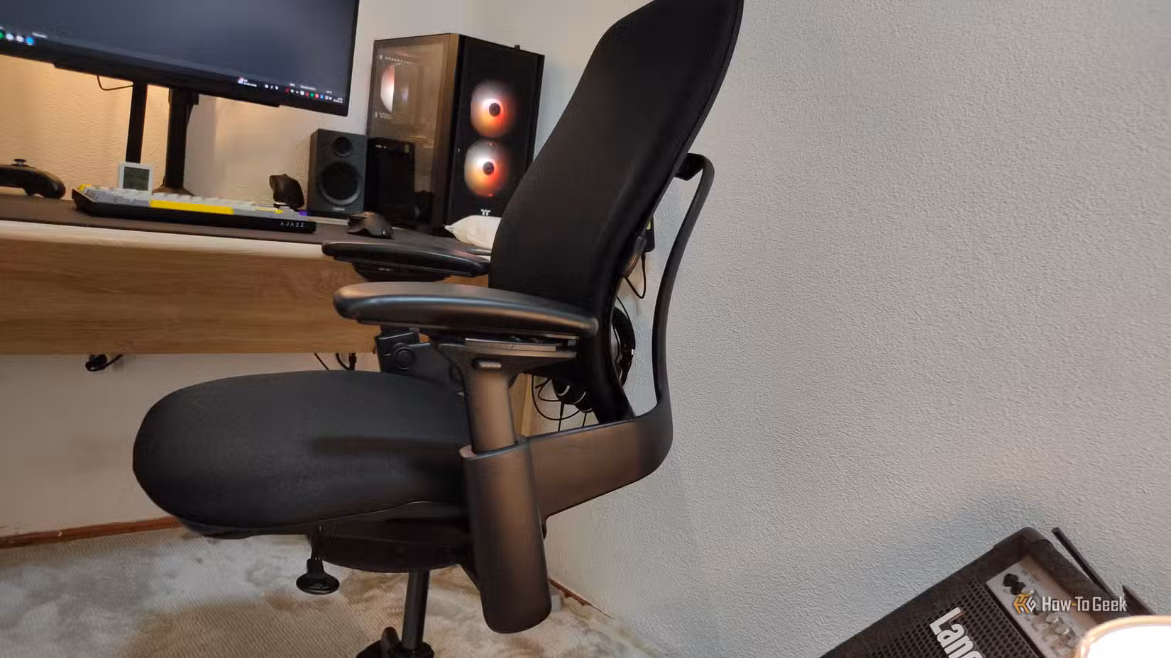 A side view of the Steelcase Leap V2 ergonomic office chair.