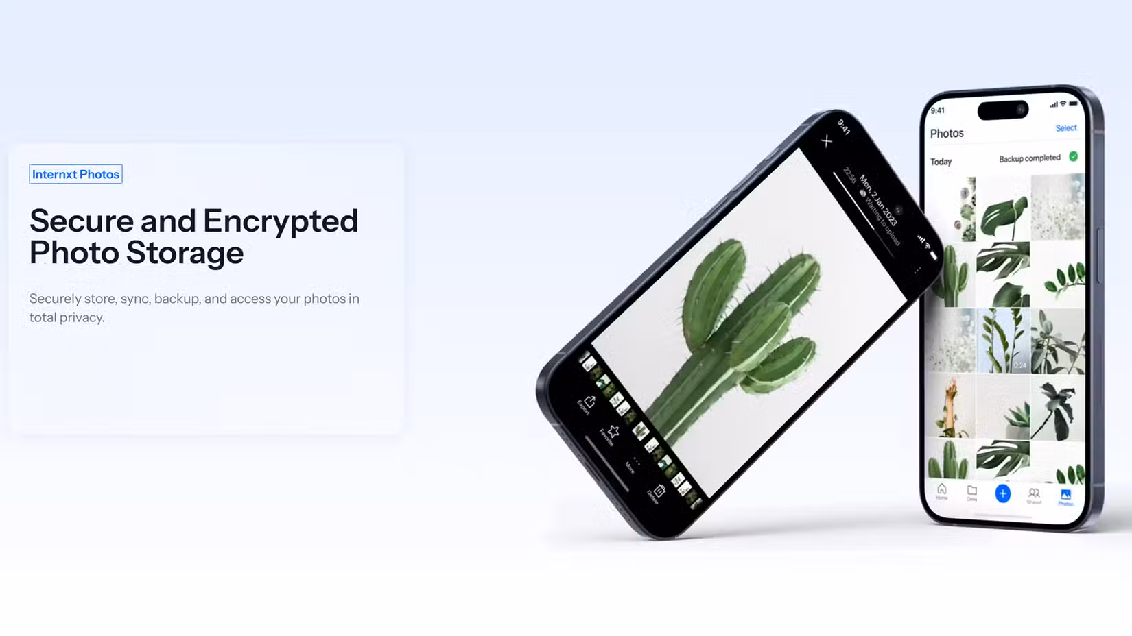 Internxt Photos landing page. 