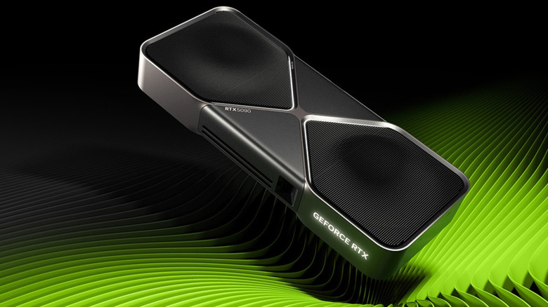 An NVIDIA RTX 5090 graphics card.