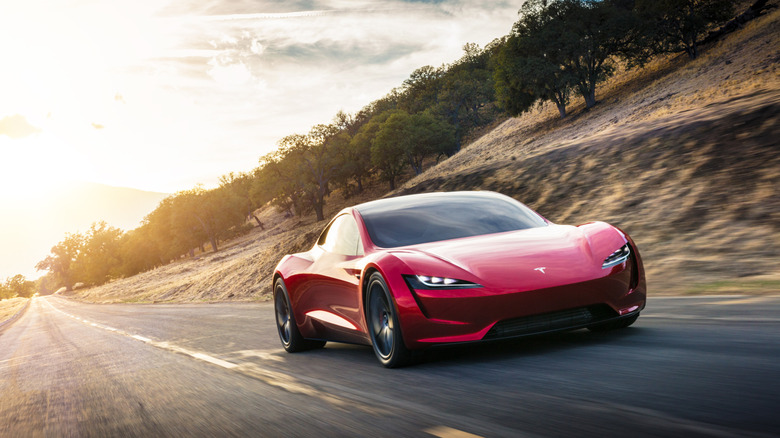 Tesla Roadster on the road