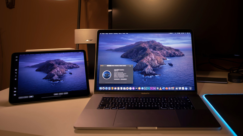 Using an iPad as an external monitor for a MacBook.