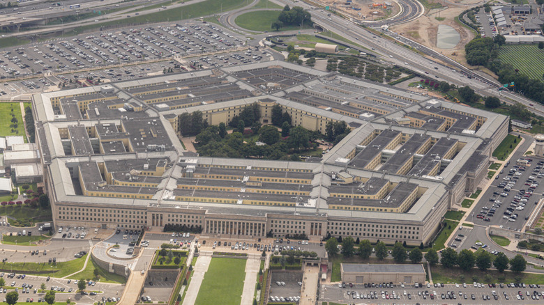 An aerial shot of the Pentagon, the headquarters of the US Department of Defense.