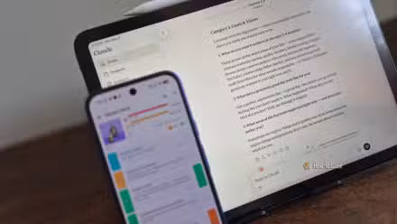 iPad and phone showing Claude Habitica system builder questionnaire with goals questions.