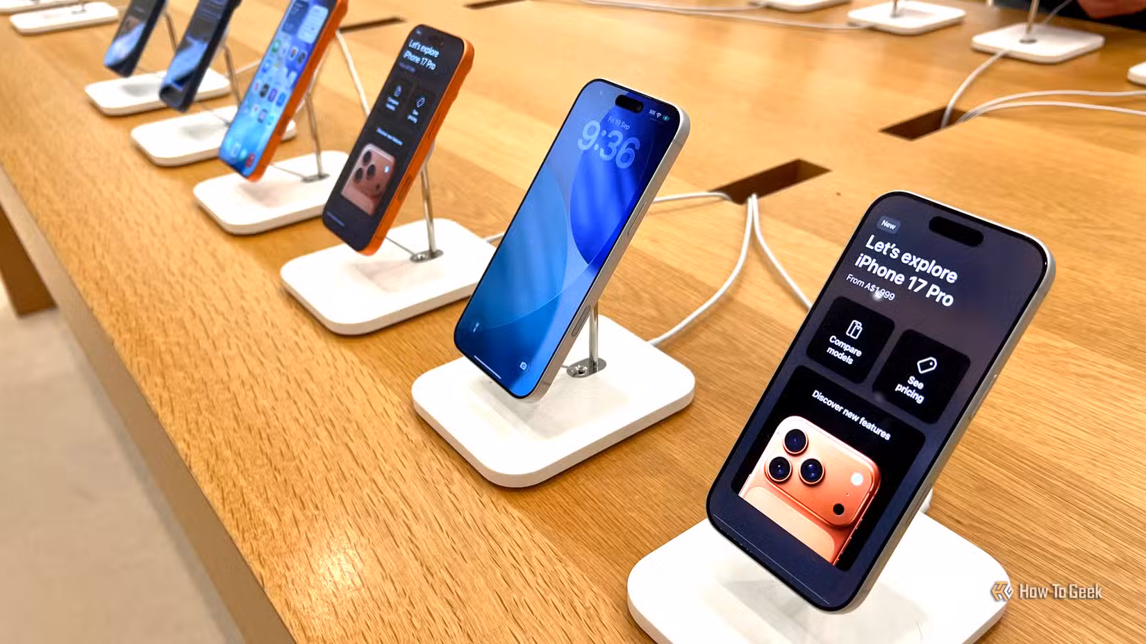 iPhone 17 Pro models in an Apple Store.