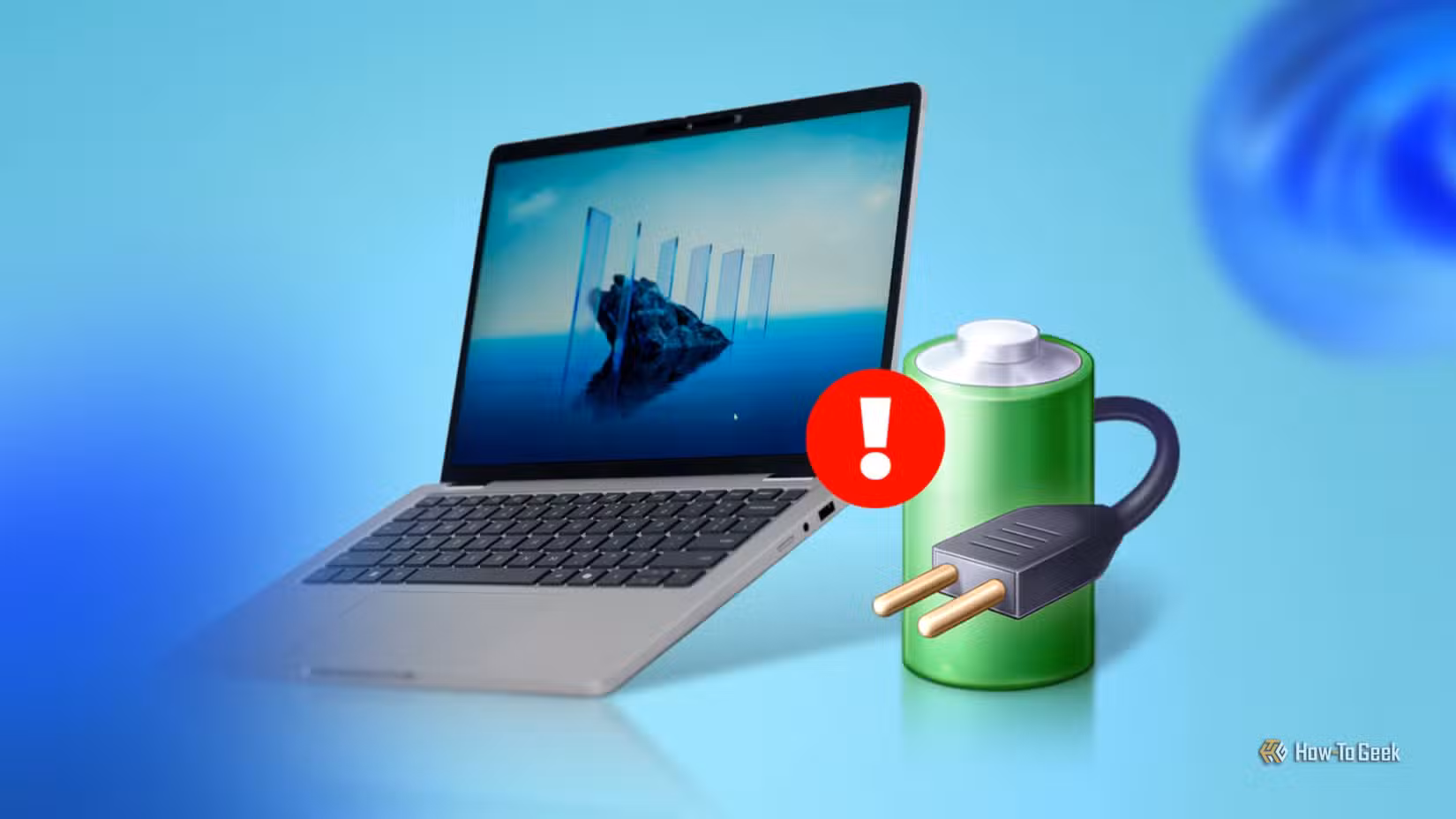 A laptop with a battery icon