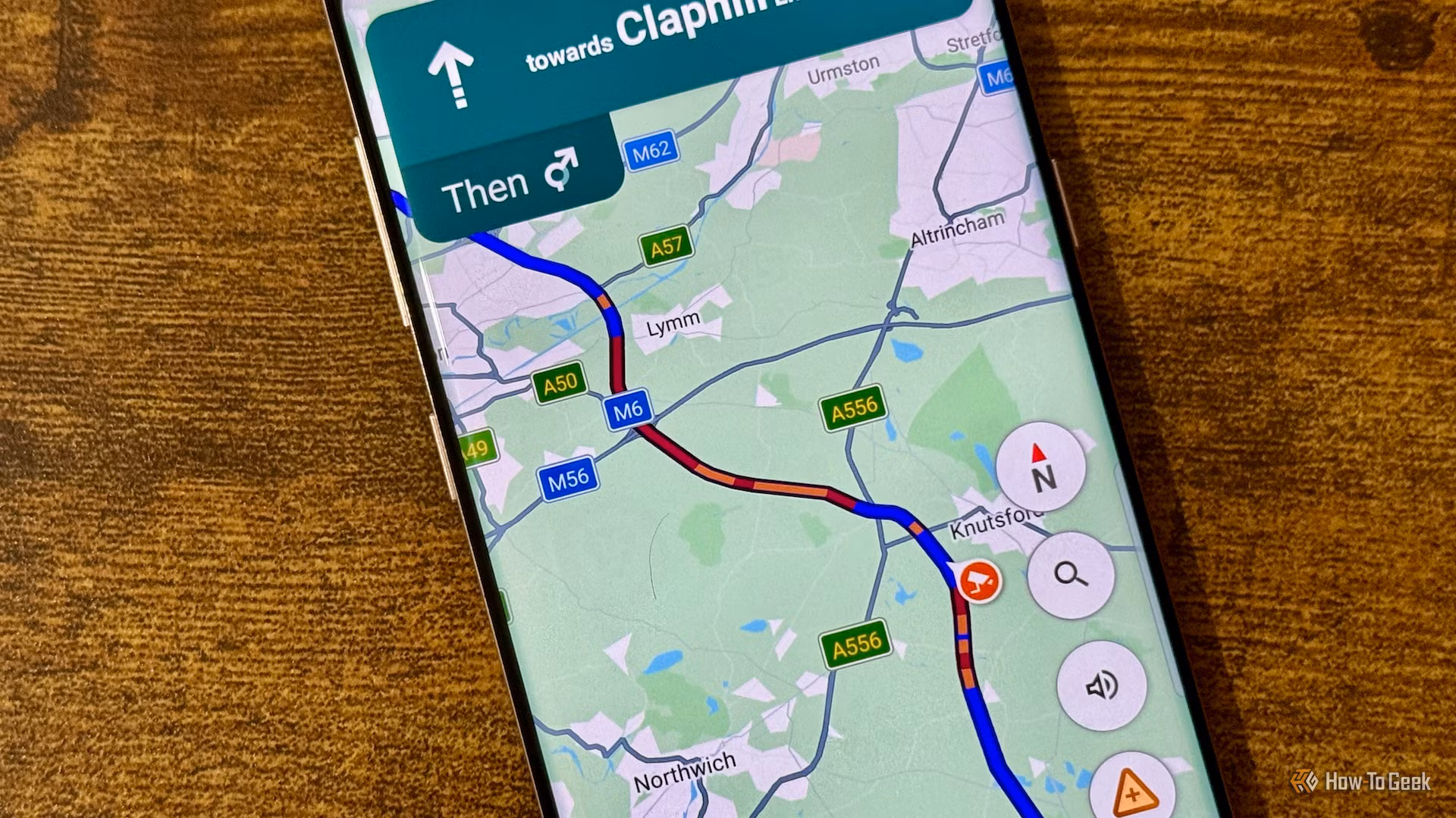 Live traffic information in the Google Maps app.