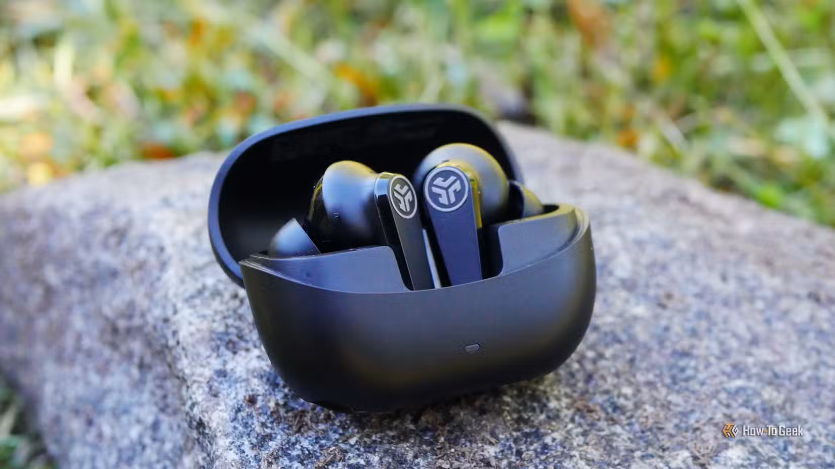 JLab GO Pods ANC earbuds in their case. 