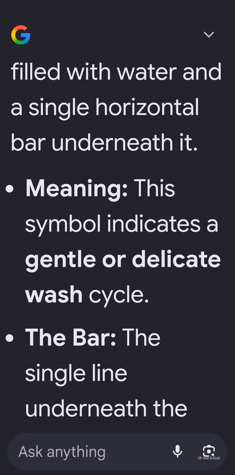 Reading laundry instructions using Google Lens