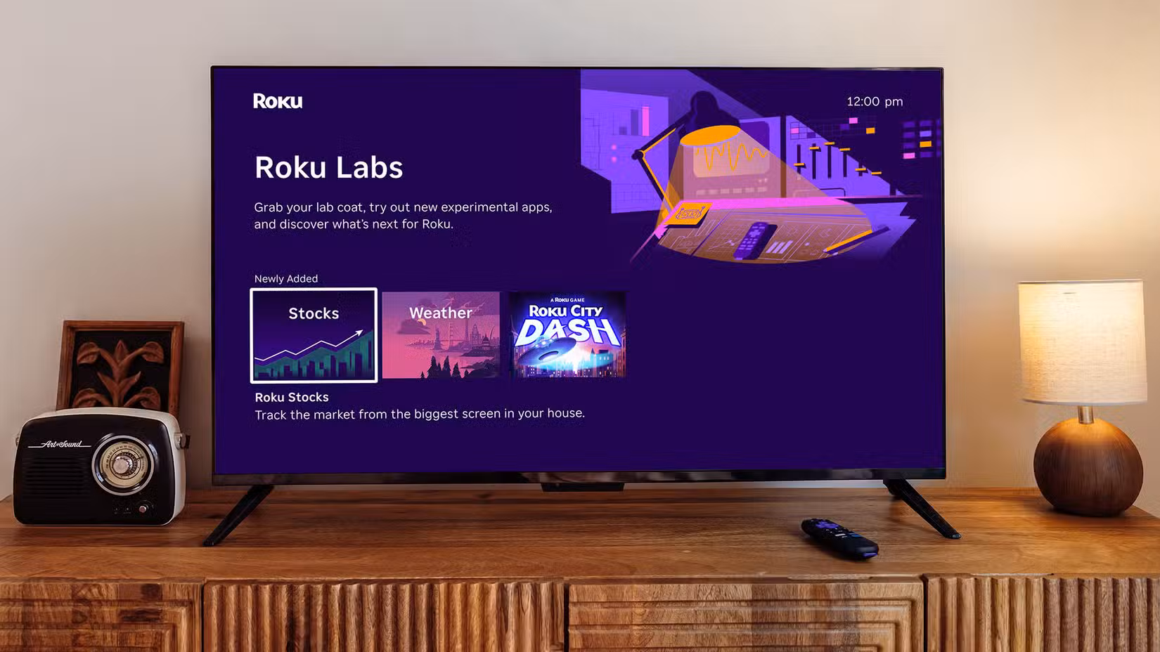 Roku Labs experimental apps on a TV screen