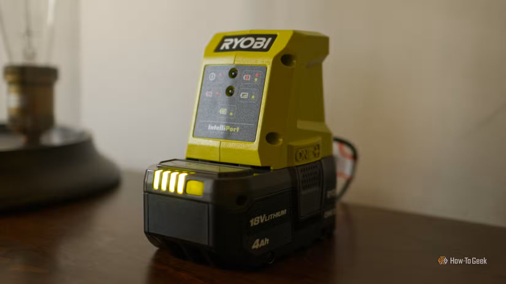 Ryobi 18V tool battery charging.
