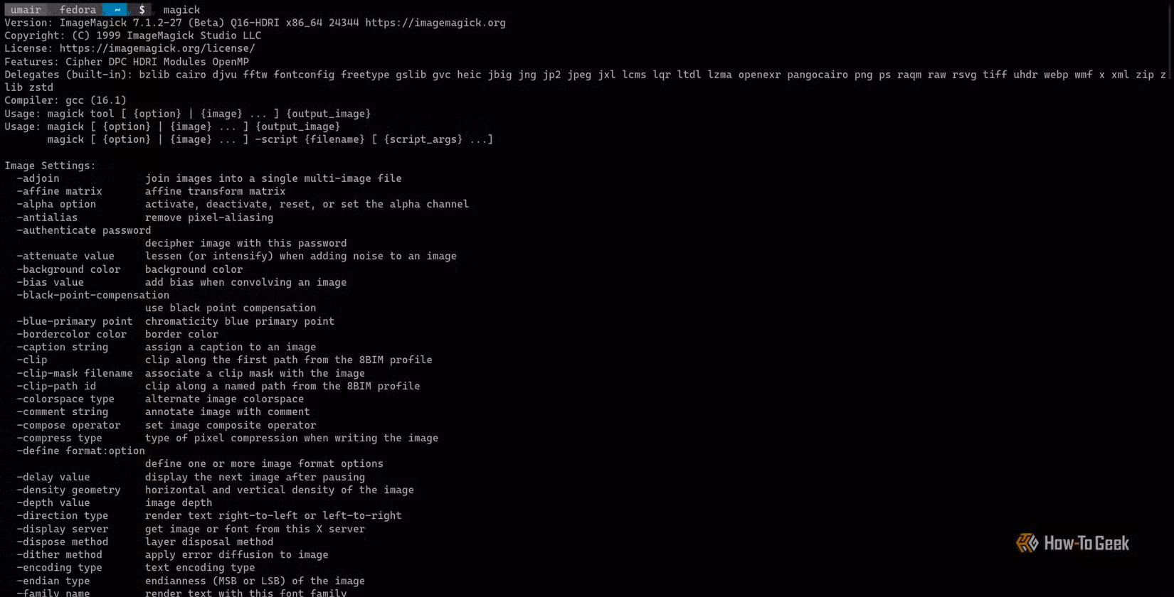 Screenshot of magick