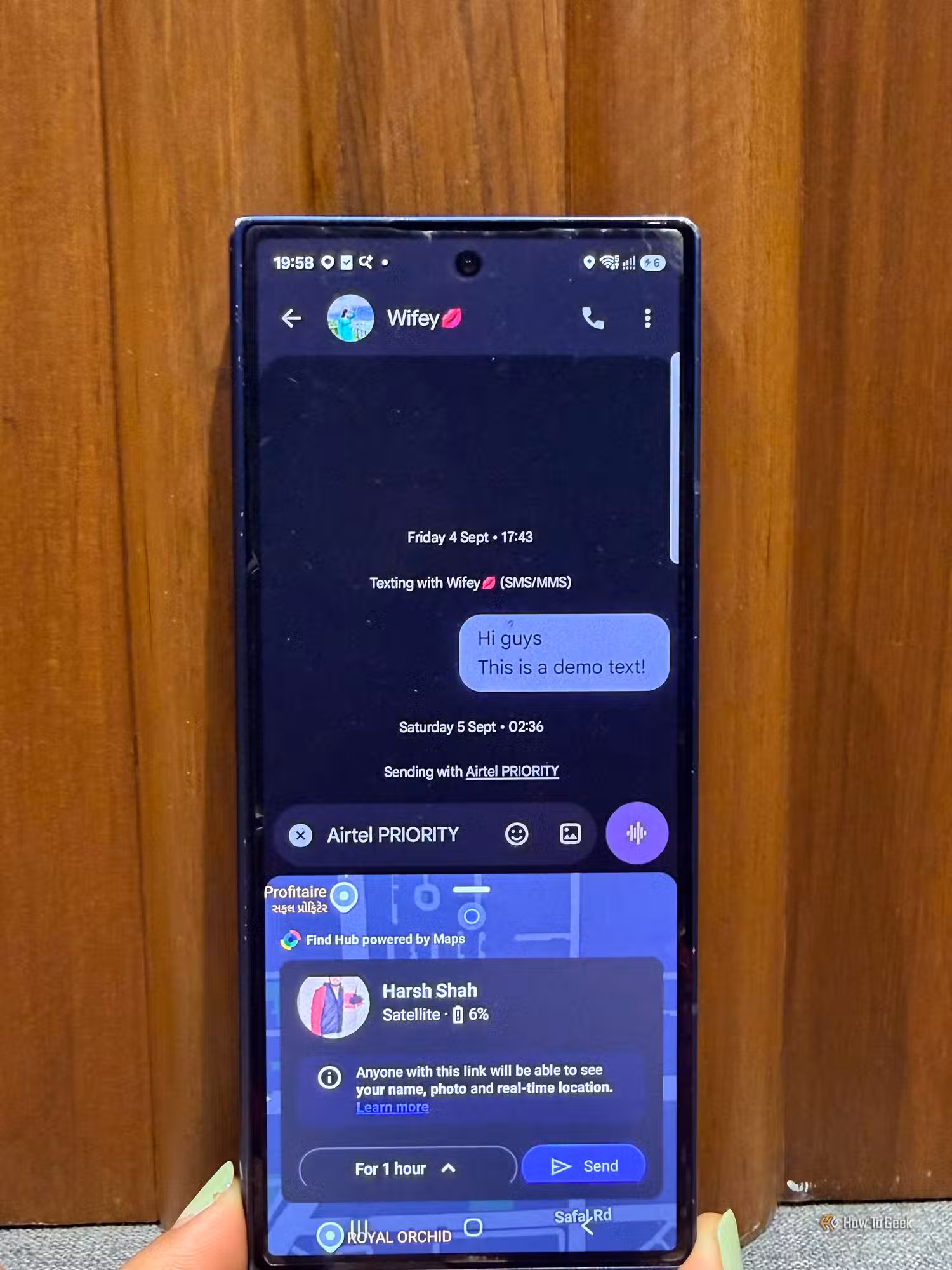Sharing location in Google messages