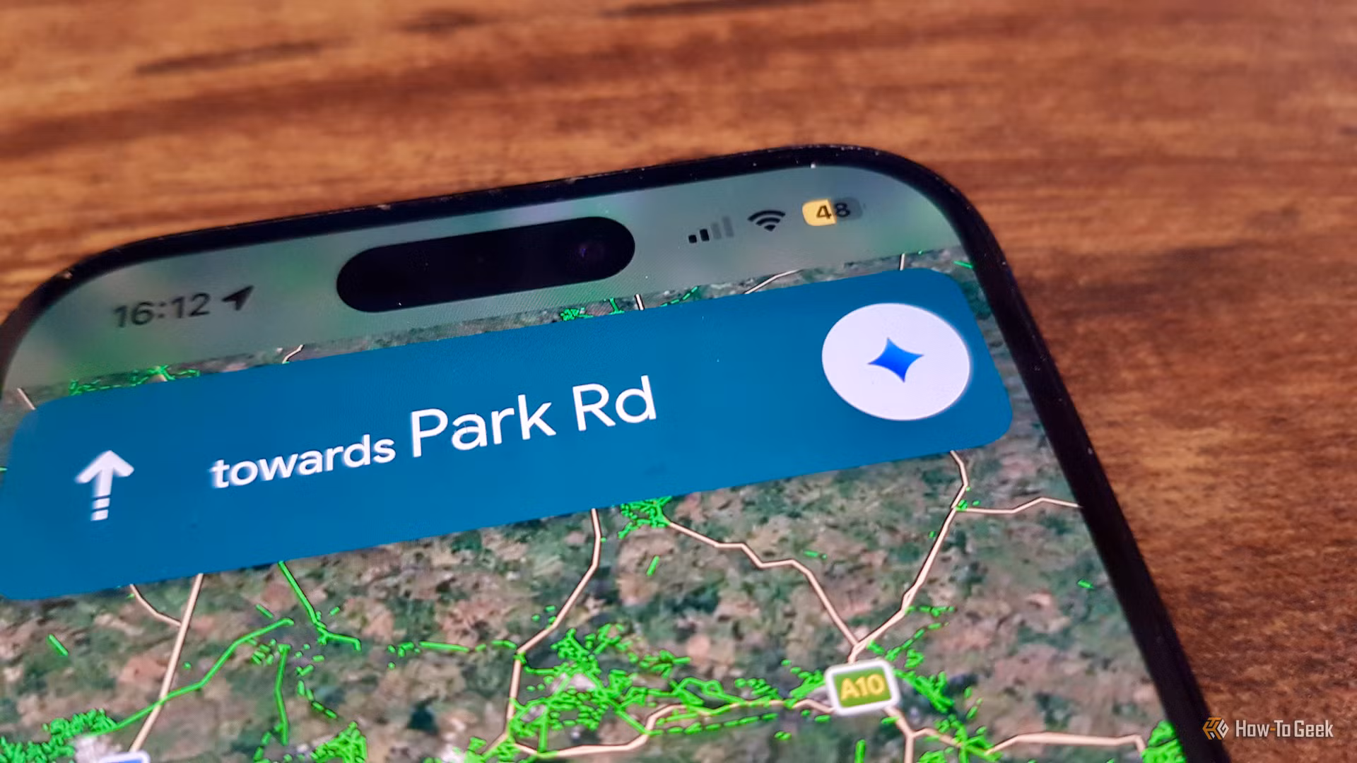 The Gemini button in Google Maps on a phone.